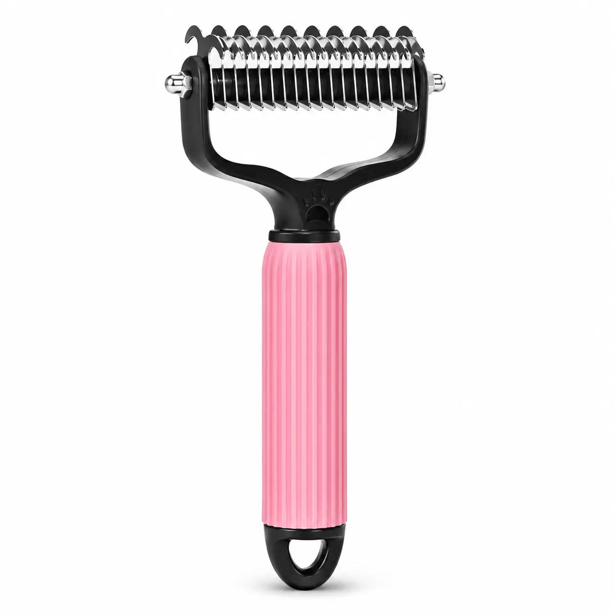 Dual-Sides Stainless Steel Dematting Slicker Comb for Cats & Dogs, Undercoat Rake Grooming Tool for Thick/Long Hair, Dematt & Remove Tangles Knots Loose Fur, Reduces Shedding