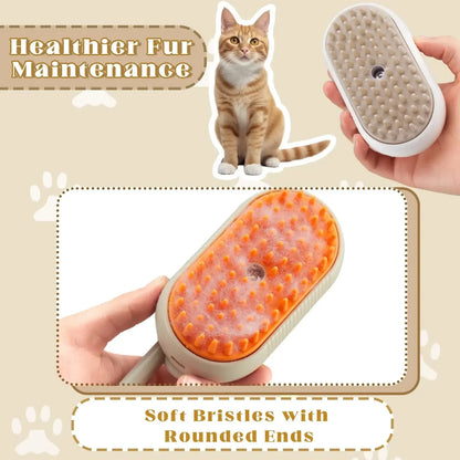 Ultimate 3-in-1 Cat & Dog Grooming Brush with Steam Spray - Effortless Hair Removal and Relaxing Massage