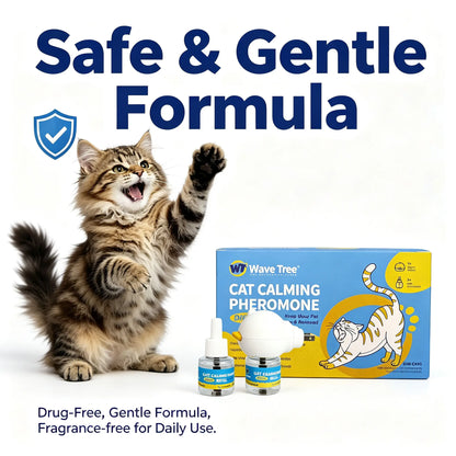Wavetree Cat Calming Diffuser Kit (60-Day Supply) - Starter Kit + 1 Refill | Helps Support Cats with Stress, Urine Marking, Scratching, Excessive Meowing & Multi-Cat Stress | Results May Vary | Dealsforyoudays