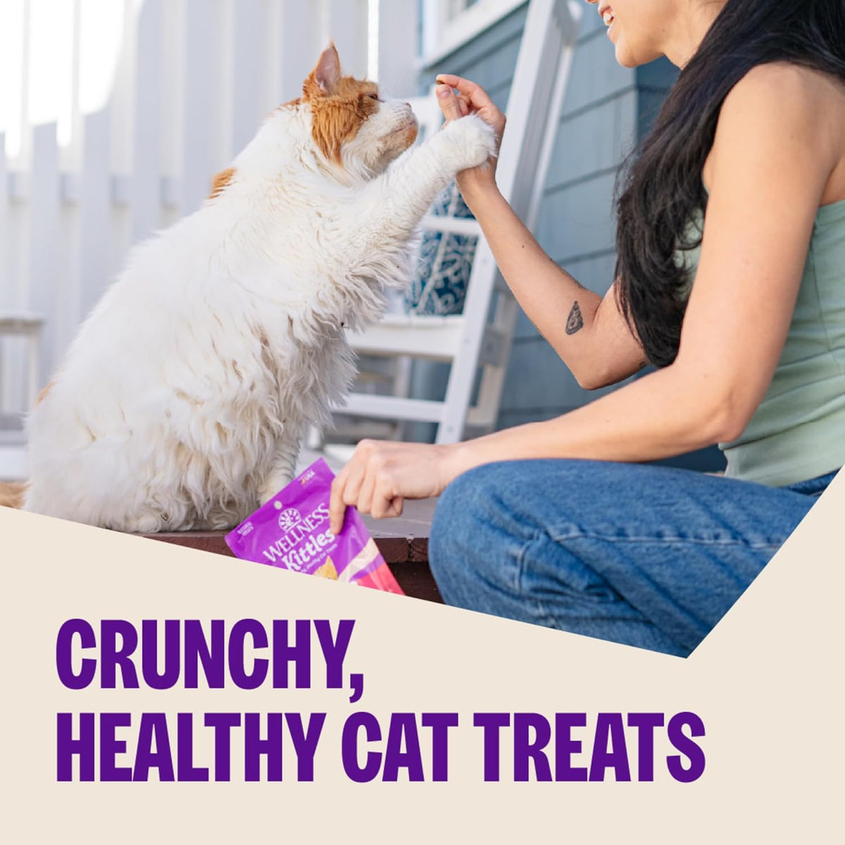 Wellness Kittles Crunchy Cat Treats, All Lifestages, Kitten to Senior, Natural, Grain Free, Chicken and Cranberry Flavor, 2 Oz Bag