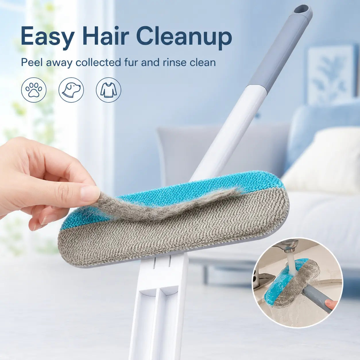 Revolutionary Manual Long-Handle Pet Hair Remover Brush - Effortlessly Clean Dog & Cat Hair from Any Fabric Surface!