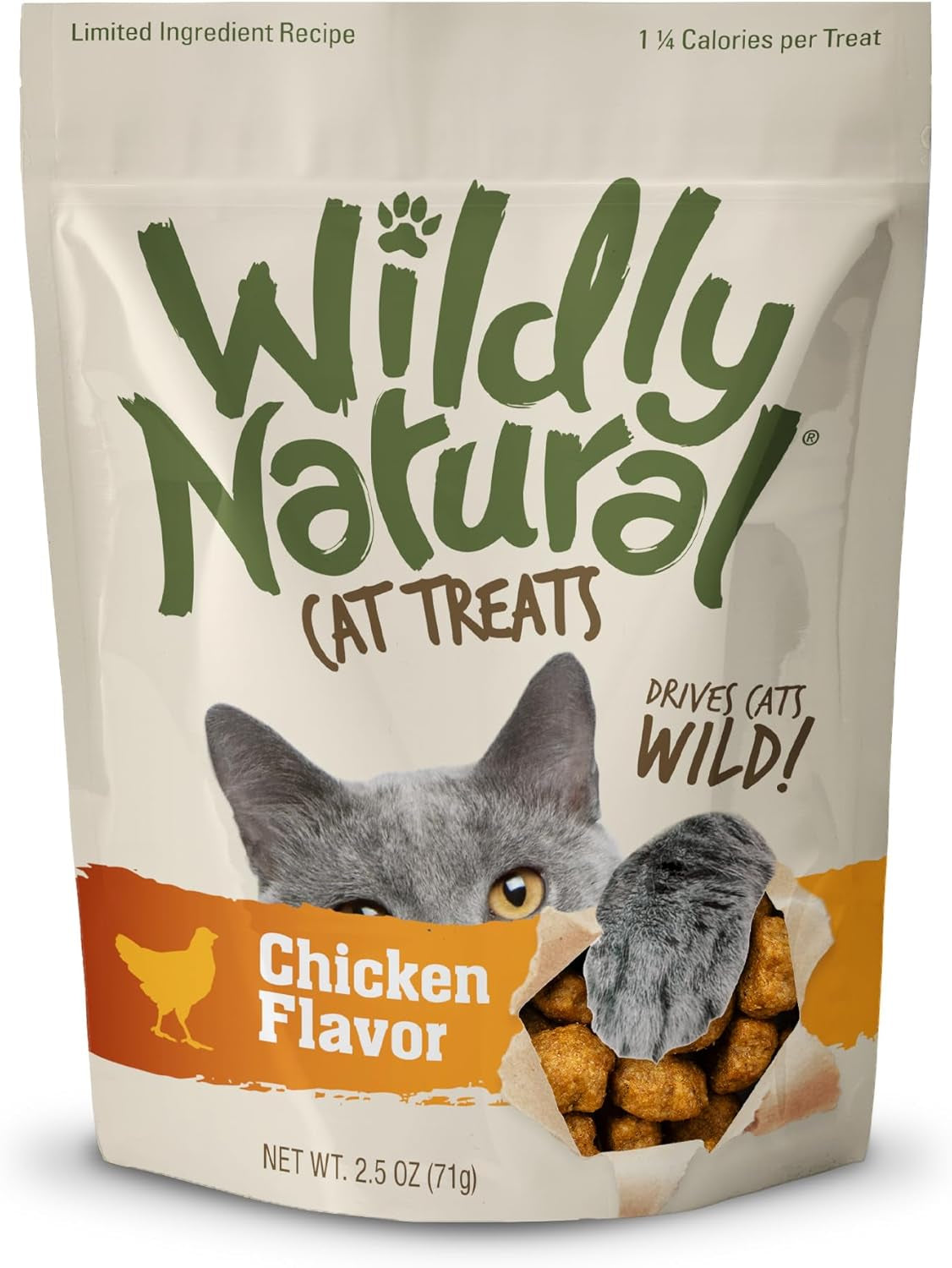 Crunchy Cat Treats, Protein Cat Treat, Chicken Flavor, 2.5Oz | Healthy Cat Treats, Natural Feline Snacks, Protein Rich, Crunchy Biscuits, Indoor Cats, Kitten Rewards, Made in USA