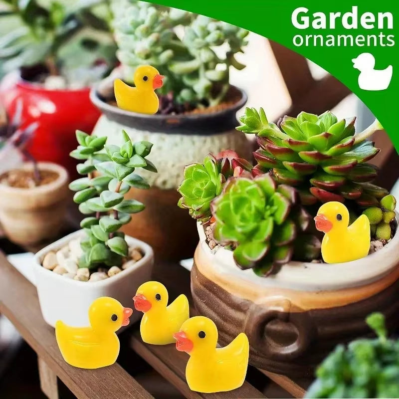 200Pcs Mini Resin Ducks Yellow Tiny Ducks Mini Ducks Bulk Little Duck Figures Garden Crafts Tiny Duck Landscape Plants Fairy