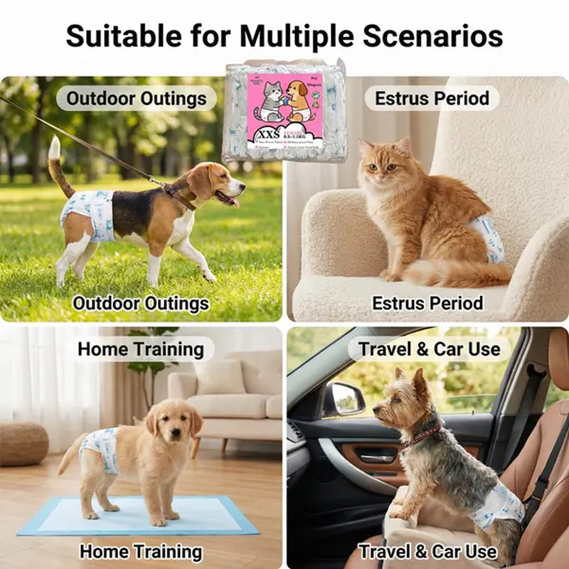 Pet Diaper Pads Bulk Pack (12Pcs), Breathable & Safe Splashproof Protector for Cats & Dogs, Multi-Size Option