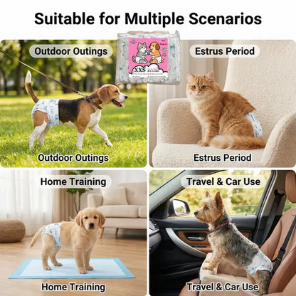 Pet Diaper Pads Bulk Pack (12Pcs), Breathable & Safe Splashproof Protector for Cats & Dogs, Multi-Size Option