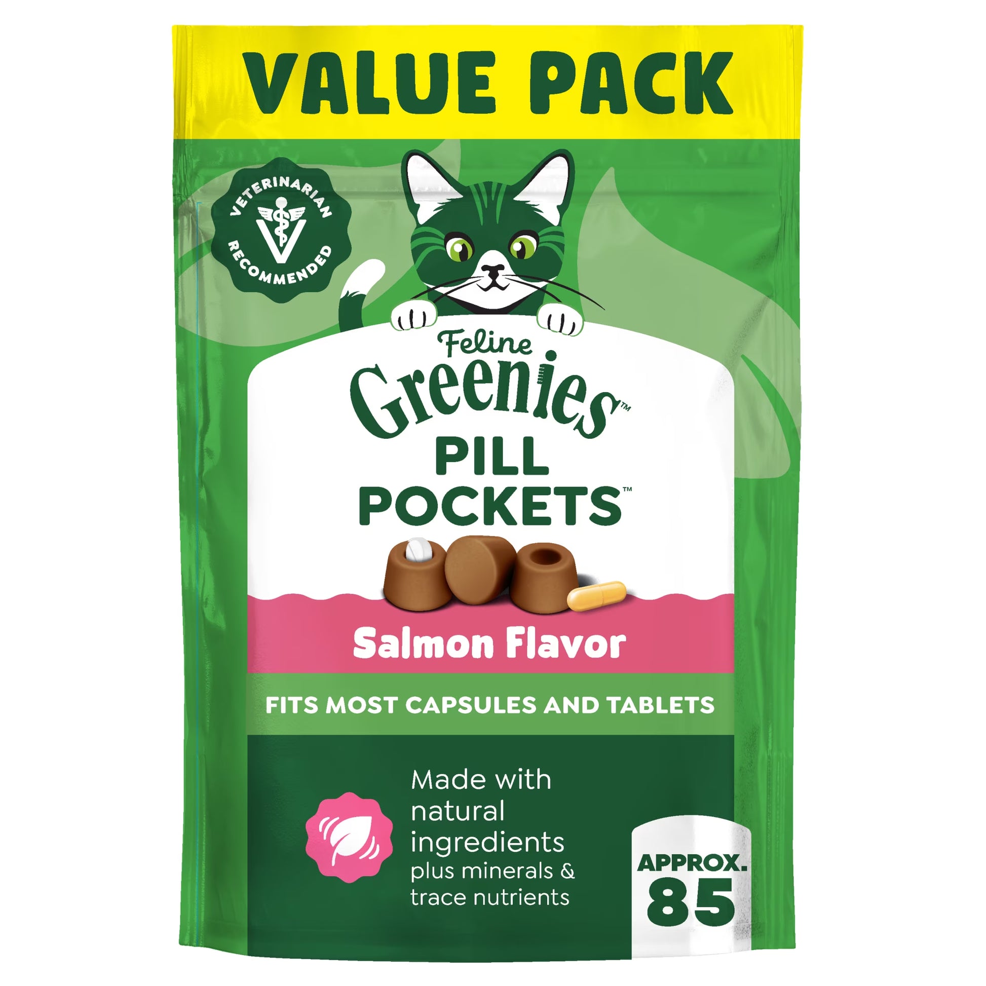 Feline Pill Pockets for Cats, Soft Cat Treats, Salmon Flavor, 3 Oz Pouch