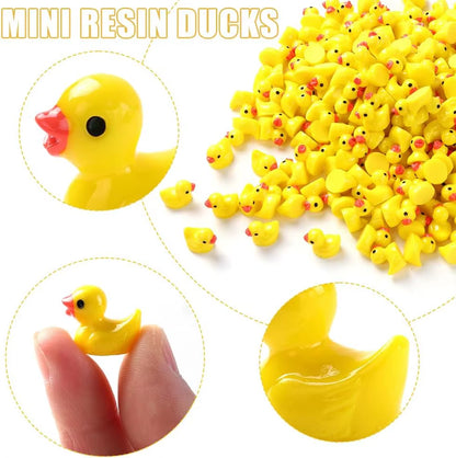 200Pcs Mini Resin Ducks Yellow Tiny Ducks Mini Ducks Bulk Little Duck Figures Garden Crafts Tiny Duck Landscape Plants Fairy