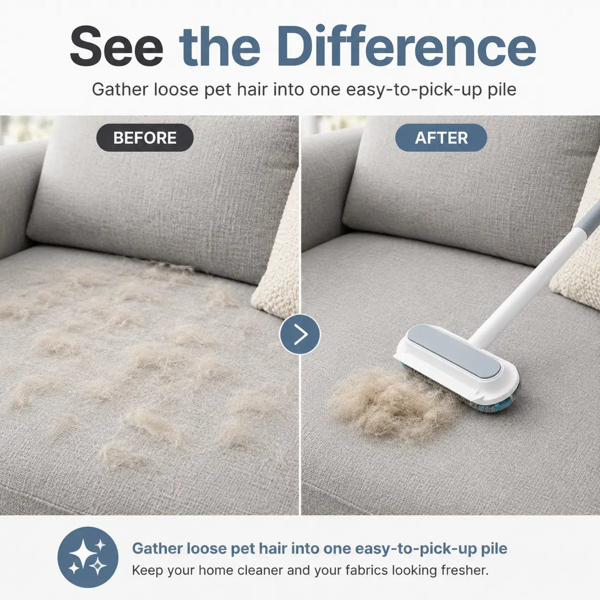 Revolutionary Manual Long-Handle Pet Hair Remover Brush - Effortlessly Clean Dog & Cat Hair from Any Fabric Surface!