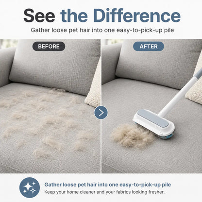 Revolutionary Manual Long-Handle Pet Hair Remover Brush - Effortlessly Clean Dog & Cat Hair from Any Fabric Surface!