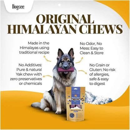 Dogsee Himalayan Yak Cheese Dental Treats - Natural Blueberry Flavor, Medium, 2 Count, 60% Protein, Gluten-Free, Fruit-Infused, Clean Teeth, Antioxidants, Immunity Boost, Grain & Rawhide-Free, All-Age Dog Treats