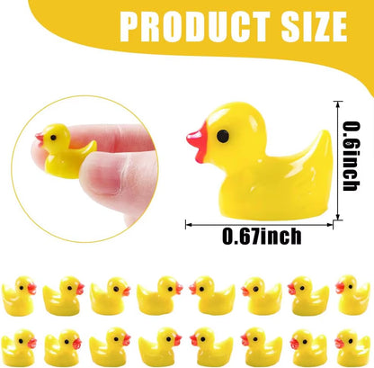 200Pcs Mini Resin Ducks Yellow Tiny Ducks Mini Ducks Bulk Little Duck Figures Garden Crafts Tiny Duck Landscape Plants Fairy