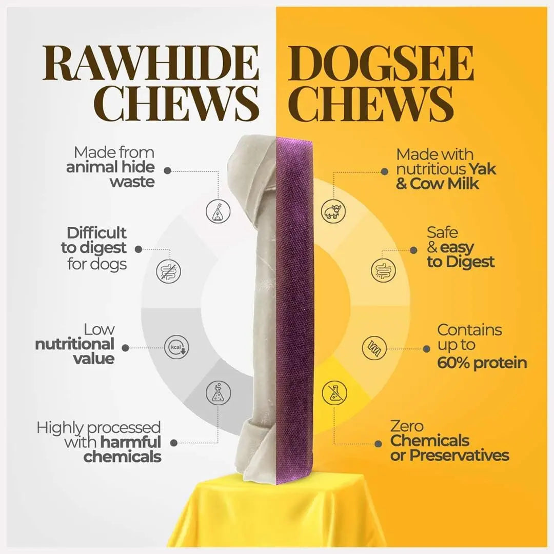 Dogsee Himalayan Yak Cheese Dental Treats - Natural Blueberry Flavor, Medium, 2 Count, 60% Protein, Gluten-Free, Fruit-Infused, Clean Teeth, Antioxidants, Immunity Boost, Grain & Rawhide-Free, All-Age Dog Treats