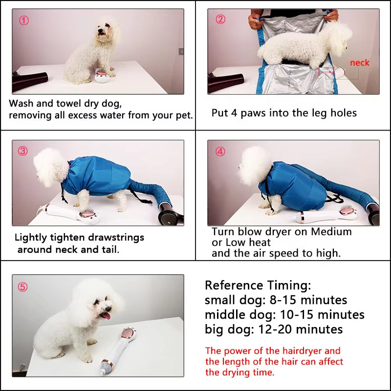 Folding Dog Hair Dryer Portable Pet Drying Bag Efficient Dogs Hair Dryers Blow Bag Cat Dryer Winter Pets Cleaning Accessories