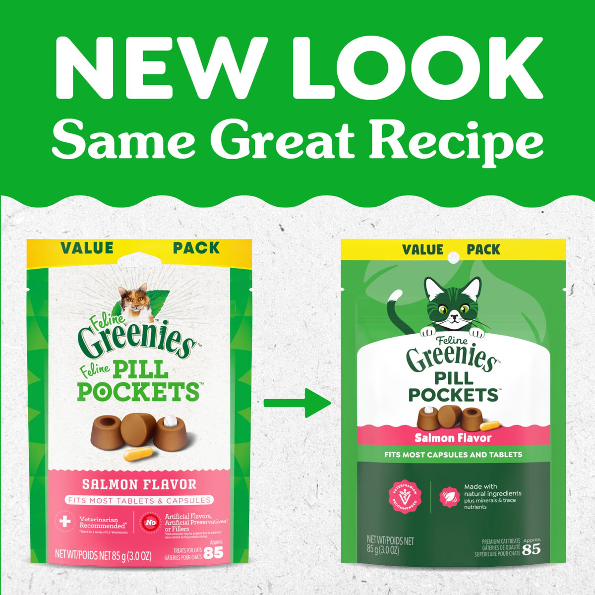 Feline Pill Pockets for Cats, Soft Cat Treats, Salmon Flavor, 3 Oz Pouch
