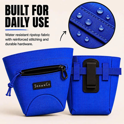Shawnco Dog Treat Pouch - Essential Magnetic Closure Treat Bag for Hands-Free Training, Hiking & Hikes, Adjustable Waist Belt (Fits up to 52" Waist), Clip-On Option, Front Zippered Pocket (Driftwood)
