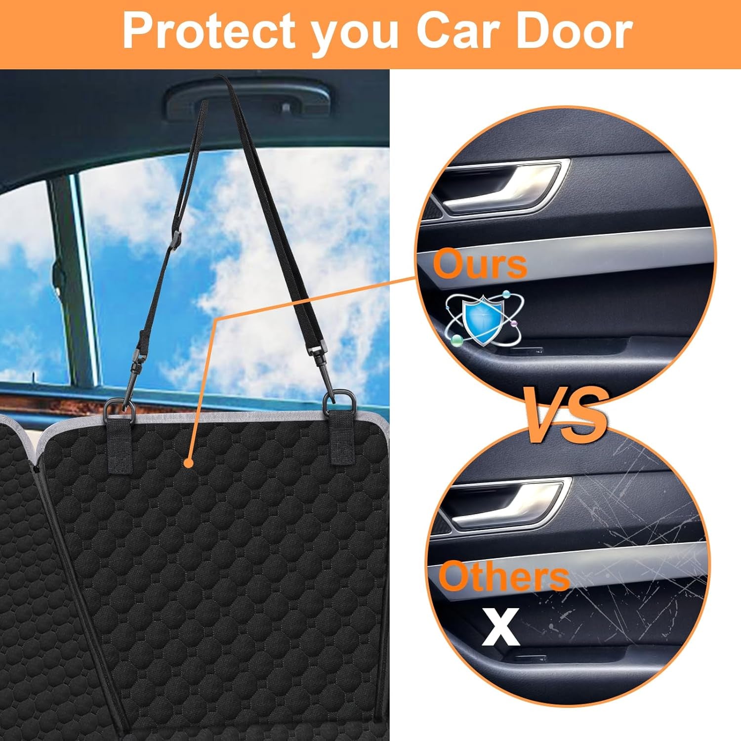 Dog Car Seat Cover for Back Seat, Waterproof Dog Hammock for Car | 600D Heavy Duty, Scratch-Resistant Back Seat Pet Cover for Dogs with PVE Nonslip Underside, Fits for Sedan, Trucks and Suvs