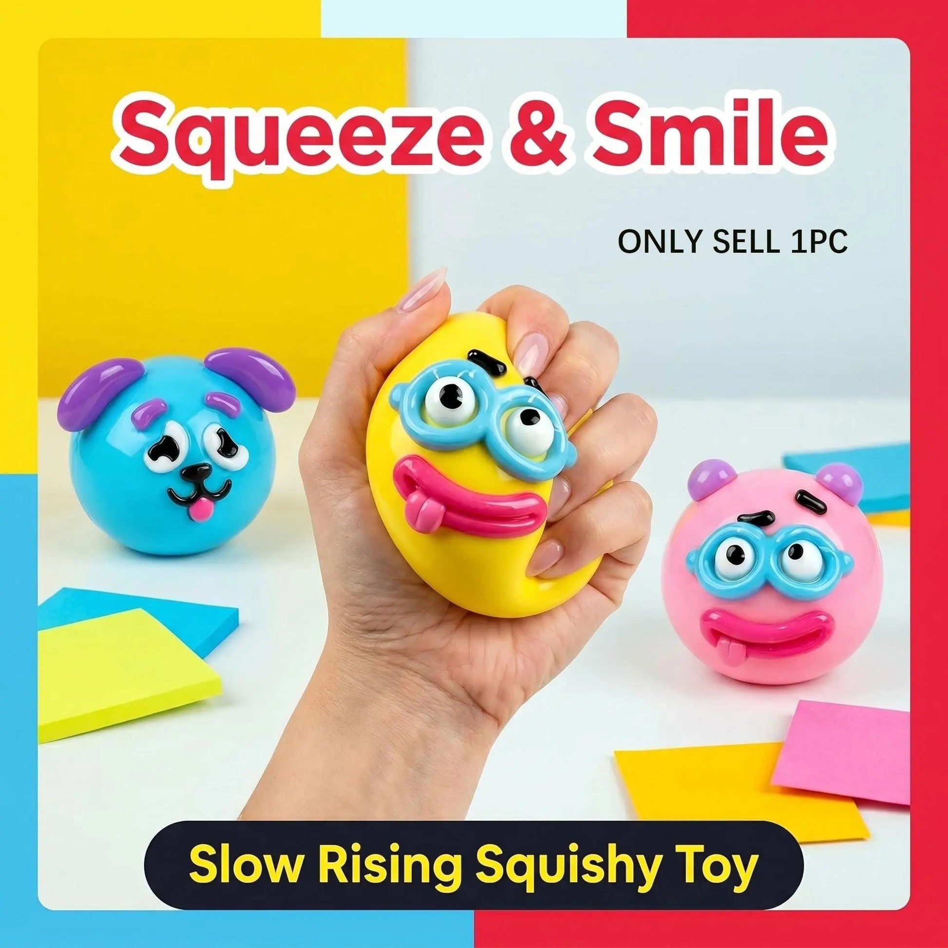 Smushers Squishy Dog Face Swap, Soft Moldable Cute Slow Rise, Relaxing Sensory Fidget Squishies Fidgets, Sensory Fidget Gift, Anxiety Stress Relief, Interchangeable Faces for Tactile Play