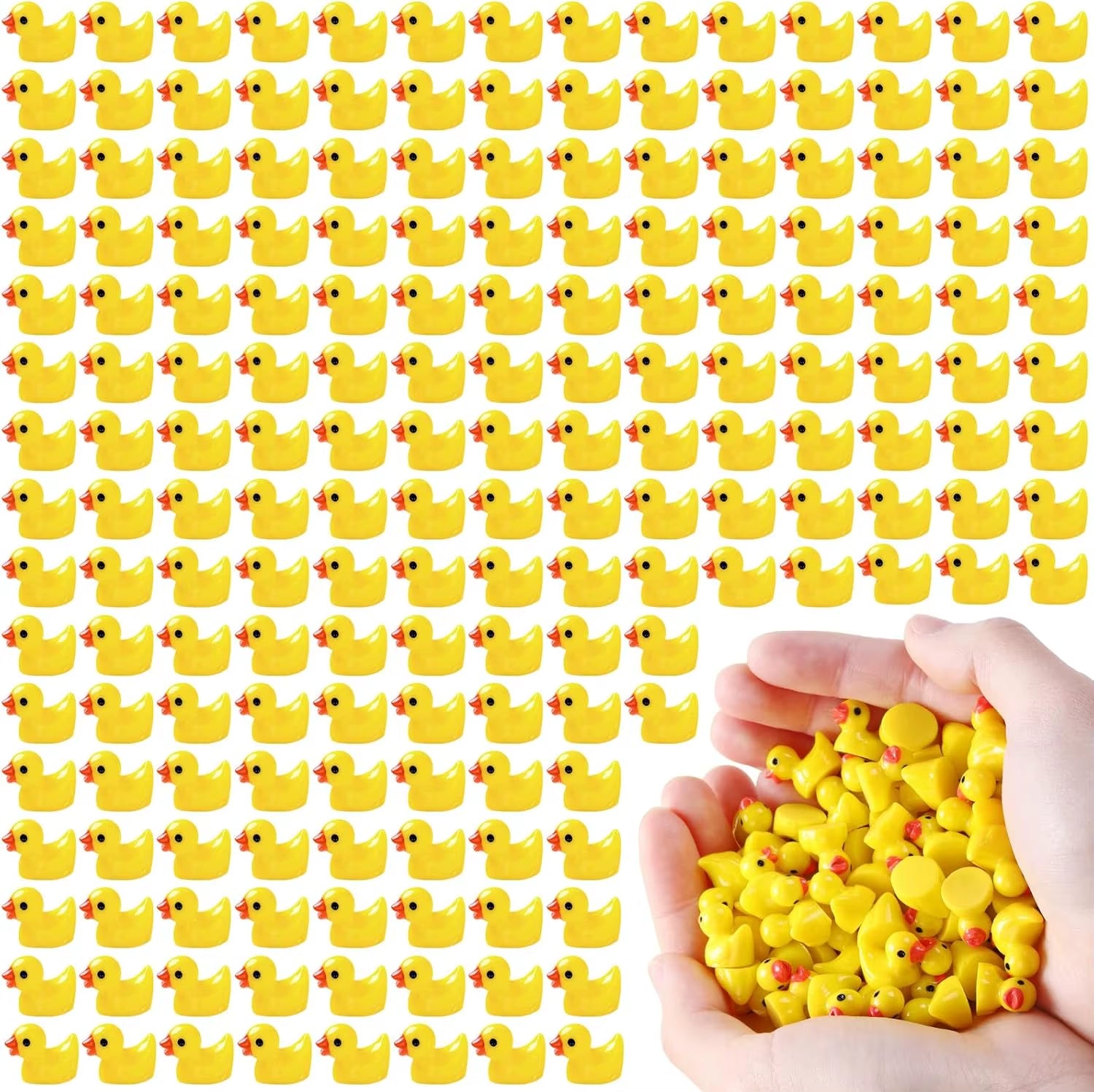 200Pcs Mini Resin Ducks Yellow Tiny Ducks Mini Ducks Bulk Little Duck Figures Garden Crafts Tiny Duck Landscape Plants Fairy