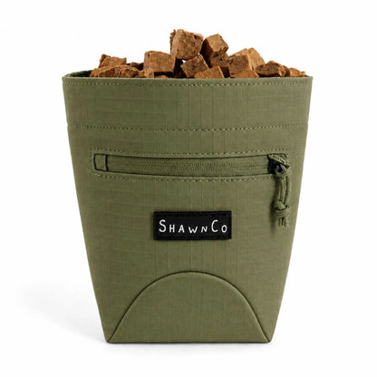 Shawnco Dog Treat Pouch - Essential Magnetic Closure Treat Bag for Hands-Free Training, Hiking & Hikes, Adjustable Waist Belt (Fits up to 52" Waist), Clip-On Option, Front Zippered Pocket (Driftwood)