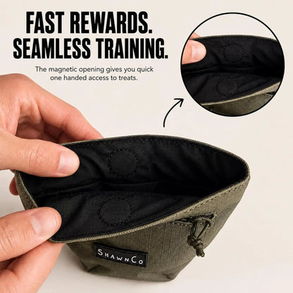 Shawnco Dog Treat Pouch - Essential Magnetic Closure Treat Bag for Hands-Free Training, Hiking & Hikes, Adjustable Waist Belt (Fits up to 52" Waist), Clip-On Option, Front Zippered Pocket (Driftwood)