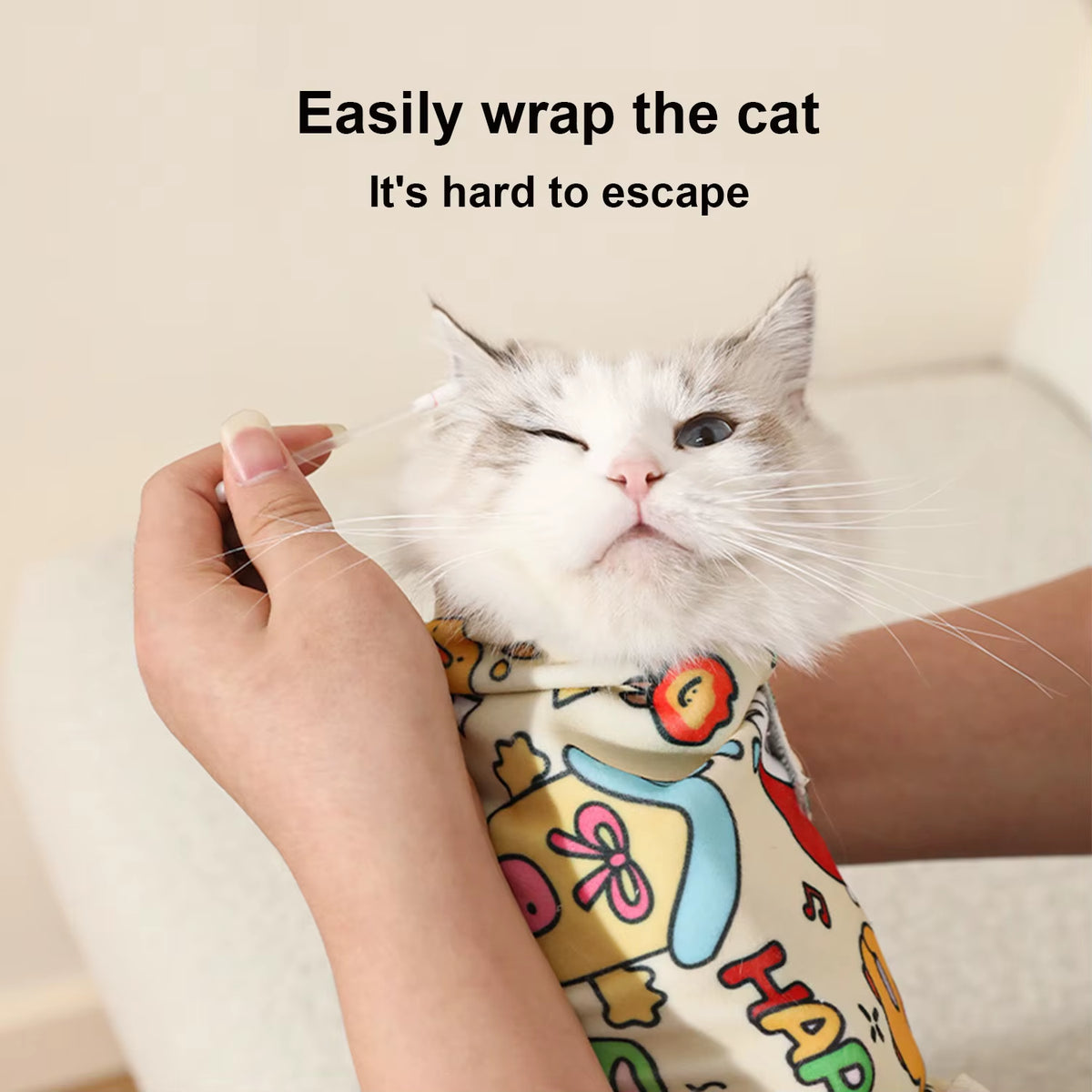Cat Grooming Wrap Self-Adherent Cat Swaddle Burrito Wrap Anti-Bite Anti-Scratch Anti-Escape for Medicine Nail Clipping Pet Tool