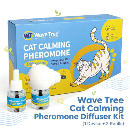 Wavetree Cat Calming Diffuser Kit (60-Day Supply) - Starter Kit + 1 Refill | Helps Support Cats with Stress, Urine Marking, Scratching, Excessive Meowing & Multi-Cat Stress | Results May Vary | Dealsforyoudays