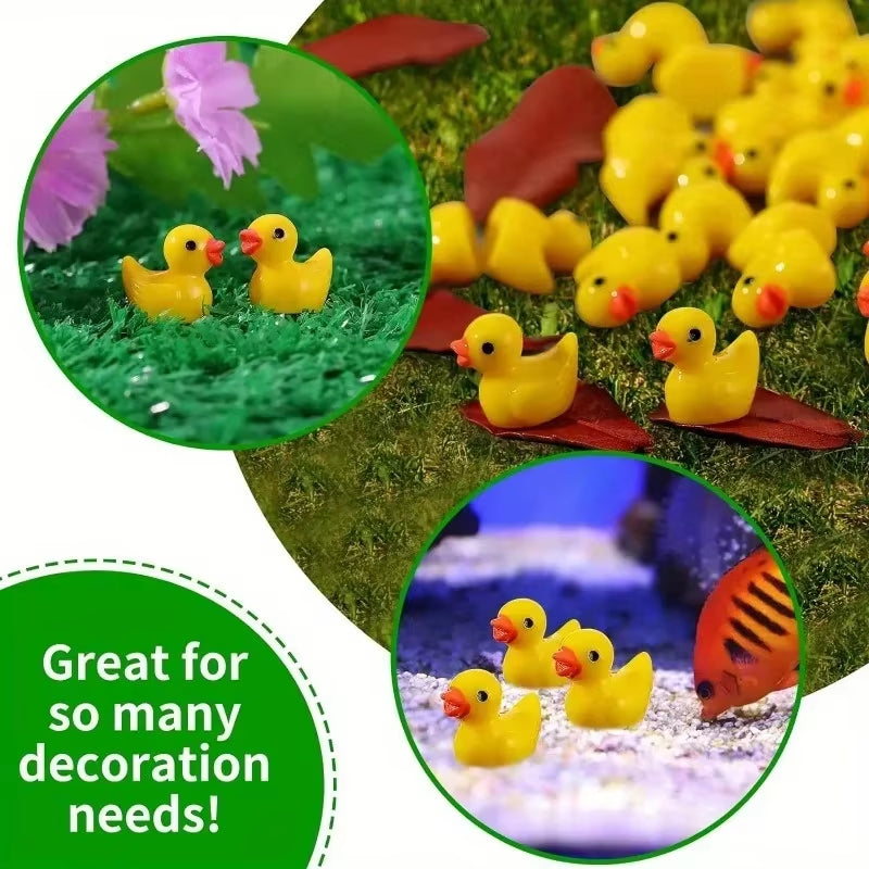 200Pcs Mini Resin Ducks Yellow Tiny Ducks Mini Ducks Bulk Little Duck Figures Garden Crafts Tiny Duck Landscape Plants Fairy