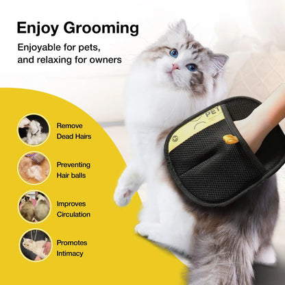 Pet Hair Remover Gloves, Petgroomer Electrostatic Gloves for Pet Hair Grooming Removal - Adjustable Wrist Strap, Breathable, Reusable, Safe for Skin, Effortless Hair Removal, Perfect for Sofas, Clothes, Bed Sheets & Curtains