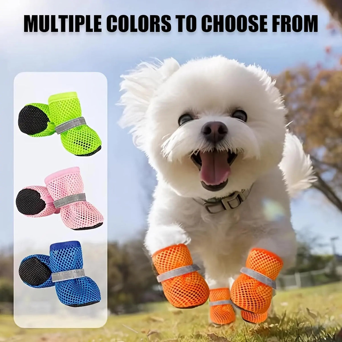 Summer Breathable Dog Shoes for Small Dogs, Reflective Adjustable Non Slip Paw Protectors for Small Dogs Cat Puppy，Breathable Mesh Dog Boots for Summer Hot Pavement