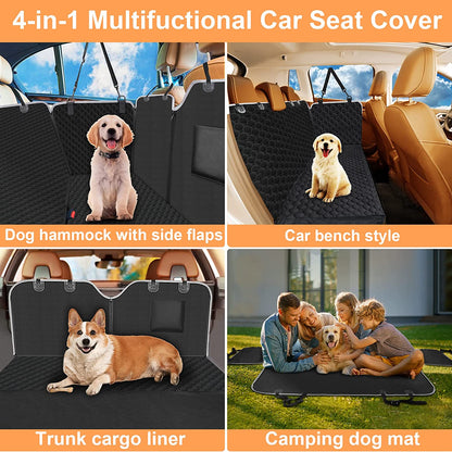 Dog Car Seat Cover for Back Seat, Waterproof Dog Hammock for Car | 600D Heavy Duty, Scratch-Resistant Back Seat Pet Cover for Dogs with PVE Nonslip Underside, Fits for Sedan, Trucks and Suvs