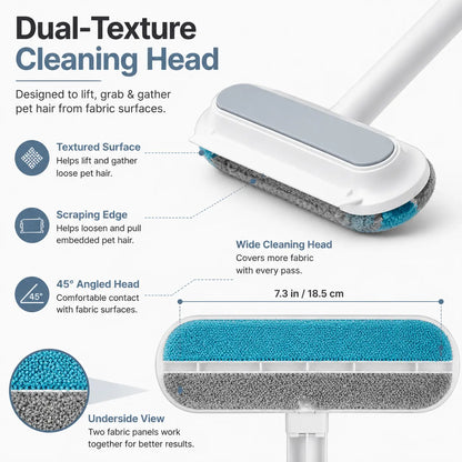 Revolutionary Manual Long-Handle Pet Hair Remover Brush - Effortlessly Clean Dog & Cat Hair from Any Fabric Surface!