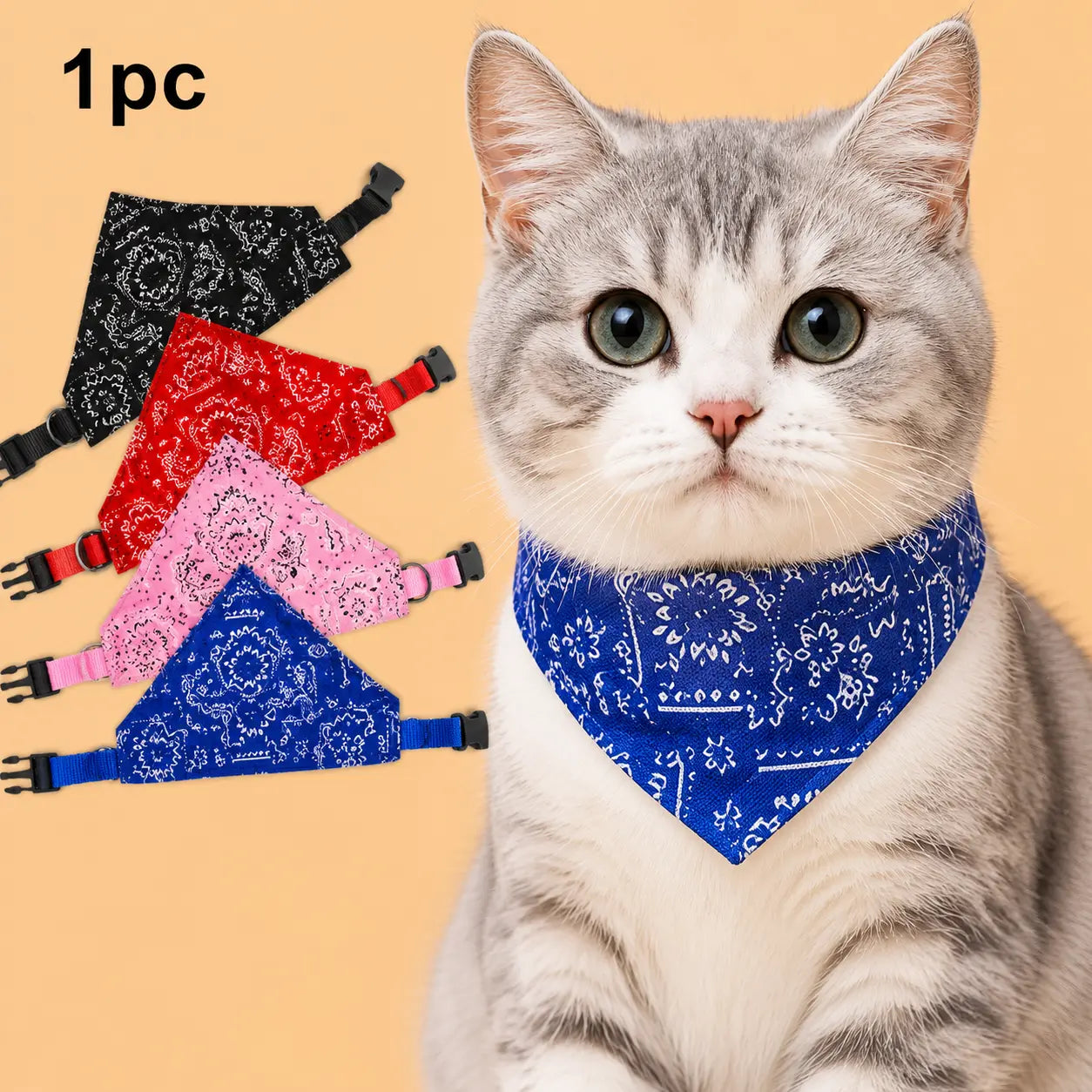 Adjustable Triangle Pet Bandana for Small Dogs & Cats, Cute Fashionable Dog & Cat Accessory, Teddy Bichon Pomeranian Bib Scarf, Stylish Pet Collar