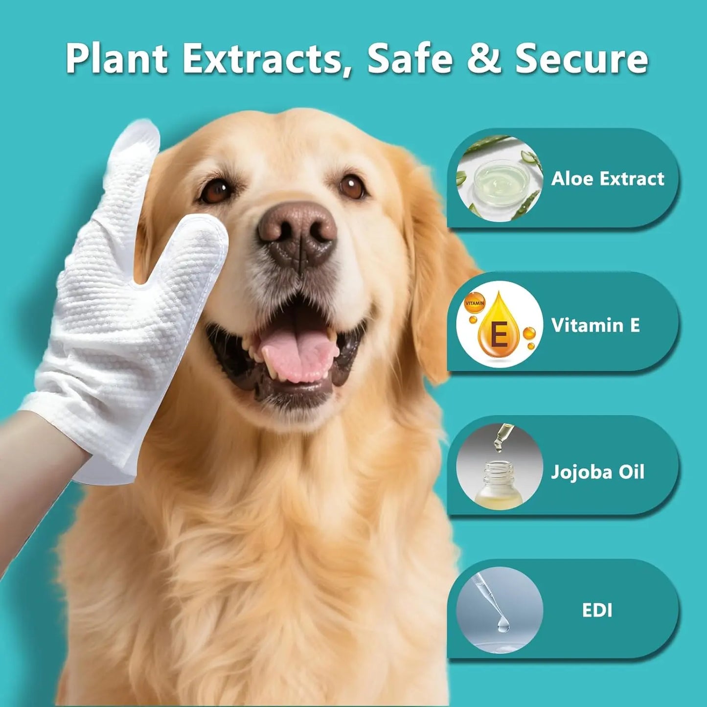Pet Glove Wipes for Dogs Cats, Dog Cleaning Gloves, Dog Wipes Cleaning Deodorizing, Pet Wipes for Dogs Cats, Extra Thick, Unscented Rinse Free Nourish Fur Glove Wipes for Daily Care and Traveling-6Pcs