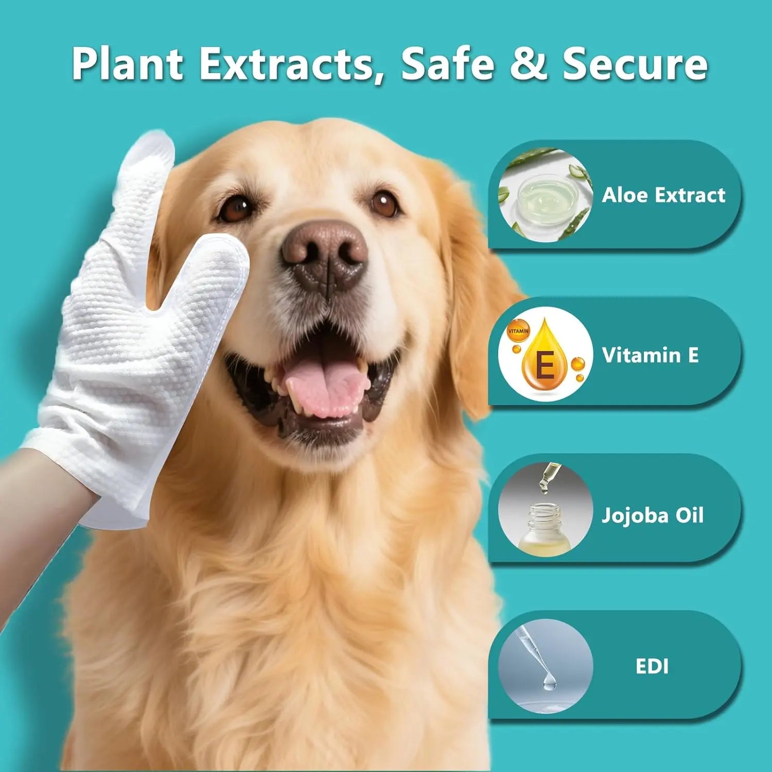 Pet Glove Wipes for Dogs Cats, Dog Cleaning Gloves, Dog Wipes Cleaning Deodorizing, Pet Wipes for Dogs Cats, Extra Thick, Unscented Rinse Free Nourish Fur Glove Wipes for Daily Care and Traveling-6Pcs
