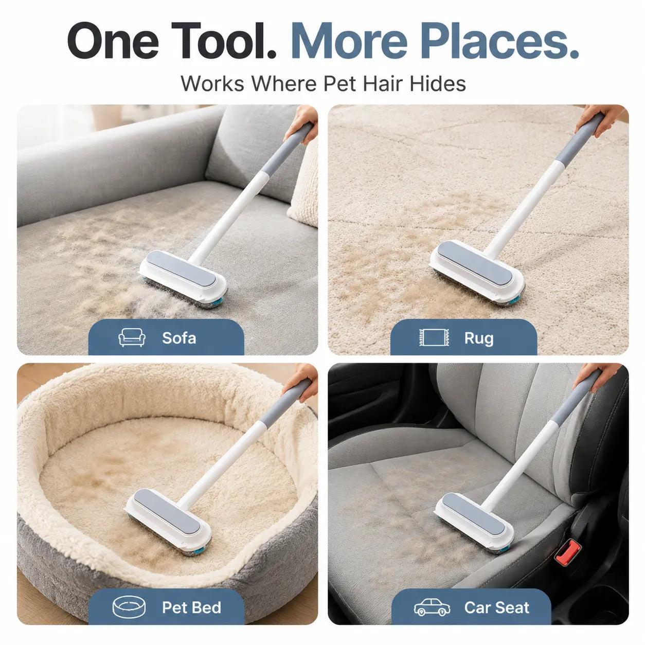 Revolutionary Manual Long-Handle Pet Hair Remover Brush - Effortlessly Clean Dog & Cat Hair from Any Fabric Surface!