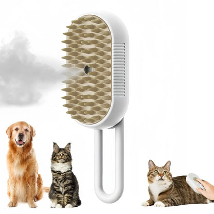 Ultimate 3-in-1 Cat & Dog Grooming Brush with Steam Spray - Effortless Hair Removal and Relaxing Massage